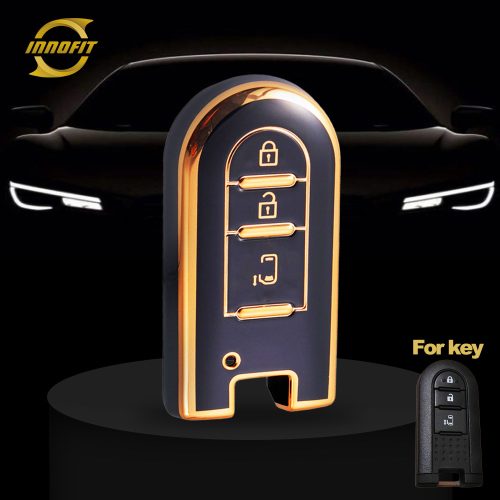 TOE3T1-Black-Gold Plating- Car Key Cover For Toyota Perodua