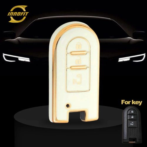 TOE3T1-White-Gold Plating- Car Key Cover For Toyota Perodua