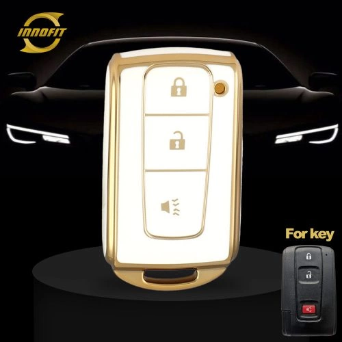 TOF2T1-White-Gold Plating- Car Key Cover For Toyota