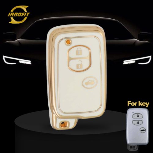 TOG1T1-White-Gold Plating- Car Key Cover For Toyota Crown