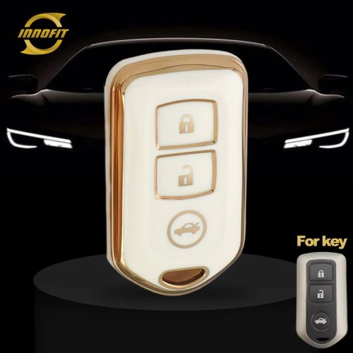 TOH1T1-White-Gold Plating- Car Key Cover For Toyota