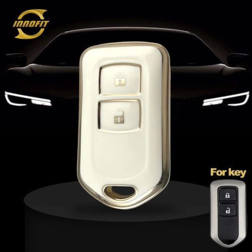TOH2T1-White-Gold Plating- Car Key Cover For Toyota