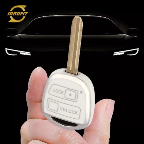TON2T1-White-Silver Plating- Car Key Cover For Toyota