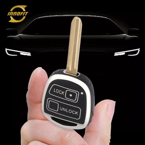 TON2T1-Black-Silver Plating- Car Key Cover For Toyota