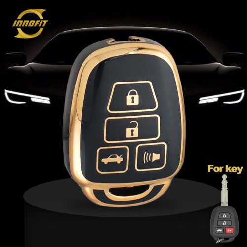 TOP3T1-Black-Gold Plating- Car Key Cover For Toyota