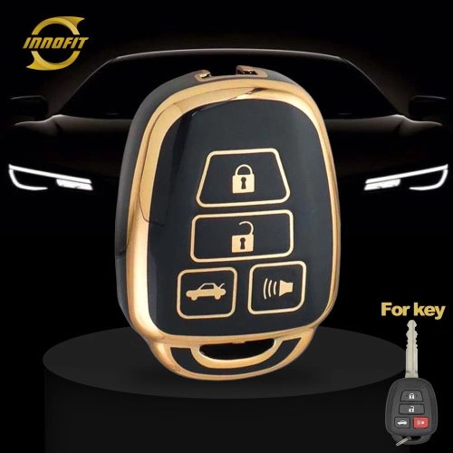 TOP3T1-Black-Gold Plating- Car Key Cover For Toyota