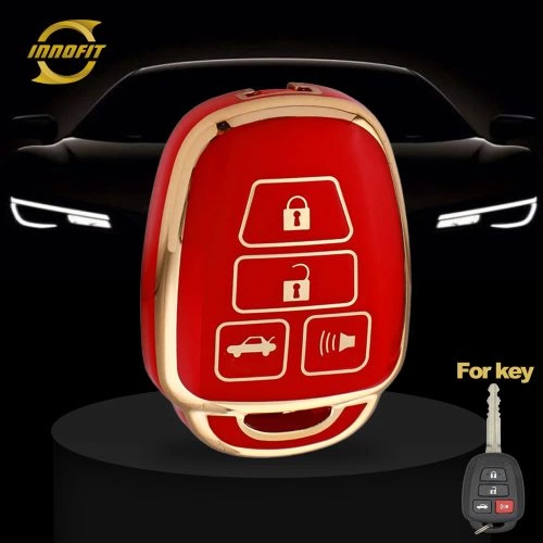 TOP3T1-Red-Gold Plating- Car Key Cover For Toyota
