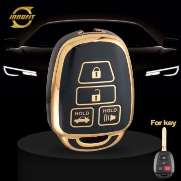 TOP4T1-Black-Gold Plating- Car Key Cover For Toyota