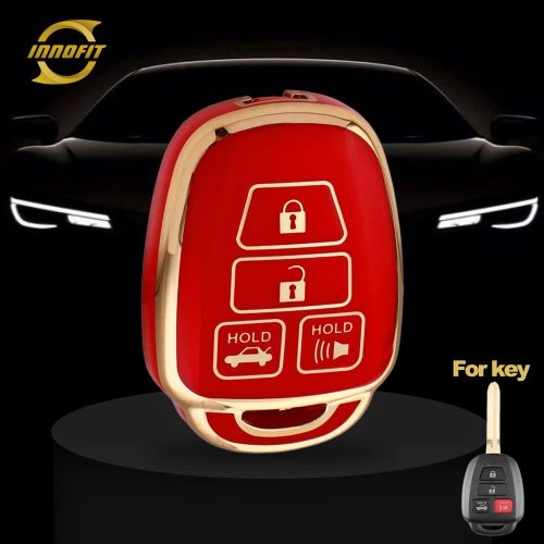 TOP4T1-Red-Gold Plating- Car Key Cover For Toyota