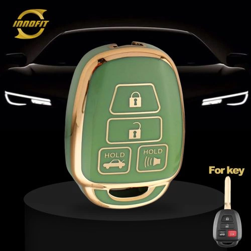 TOP4T1-Green-Gold Plating- Car Key Cover For Toyota