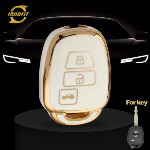 TOP5T1-White-Gold Plating- Car Key Cover For Toyota