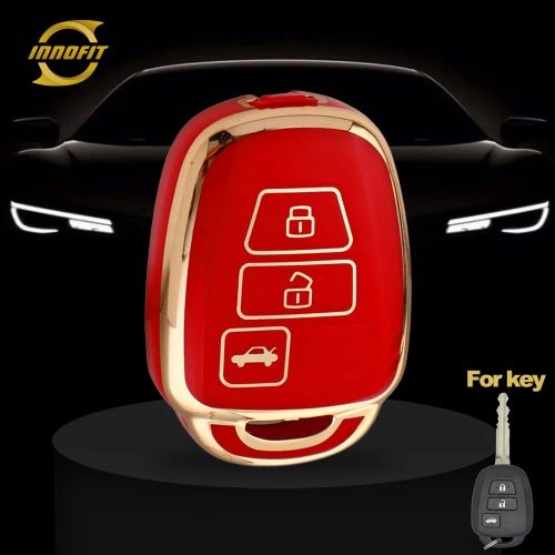 TOP5T1-Red-Gold Plating- Car Key Cover For Toyota