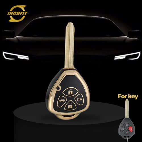TOT1T1-Black-Gold Plating- Car Key Cover For Toyota