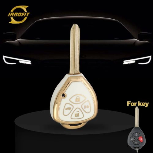 TOT1T1-White-Gold Plating- Car Key Cover For Toyota