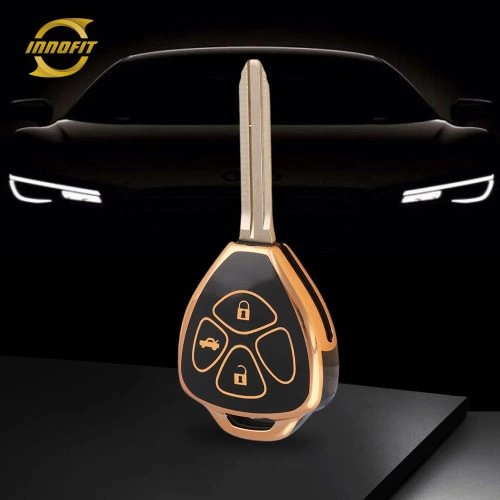 TOT3T1-Black-Gold Plating- Car Key Cover For Toyota