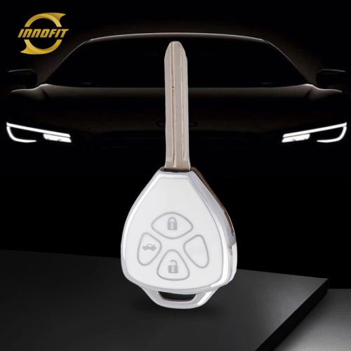 TOT3T1-White-Silver Plating- Car Key Cover For Toyota