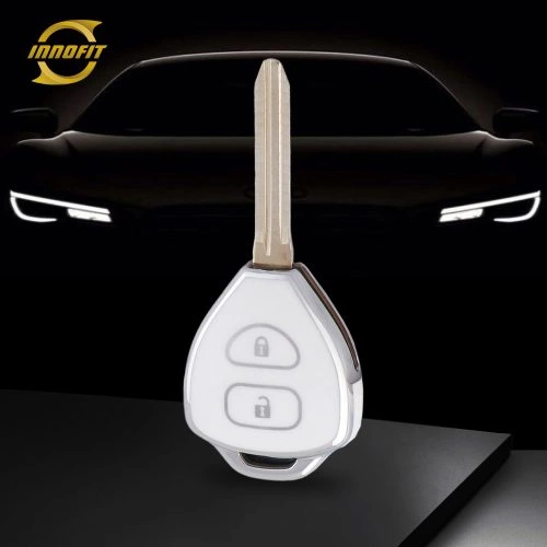 TOT2T1-White-Silver Plating- Car Key Cover For Toyota