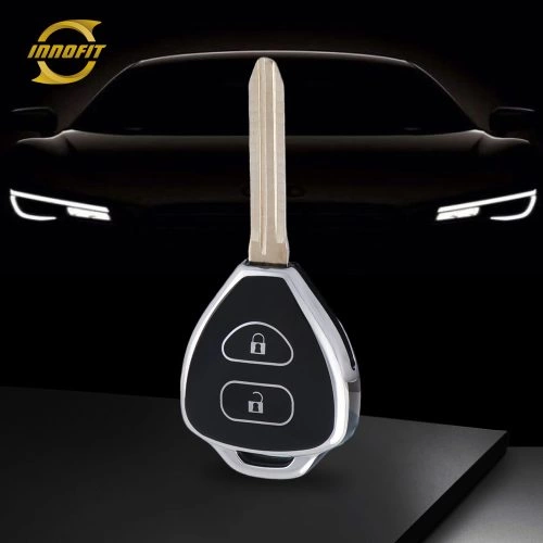 TOT2T1-Black-Silver Plating- Car Key Cover For Toyota