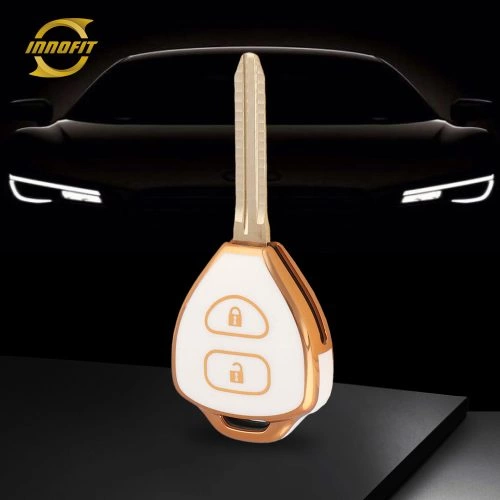 TOT2T1-White-Gold Plating- Car Key Cover For Toyota