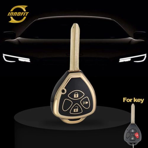 TOT5T1-Black-Gold Plating- Car Key Cover For Toyota