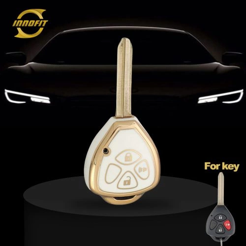 TOT5T1-White-Gold Plating- Car Key Cover For Toyota