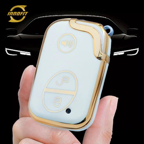 LEC3T1-White-Gold Plating- Car Key Cover For Lexus