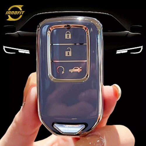 HOA8T1-Light Blue-Silver Plating- Car Key Cover For Honda