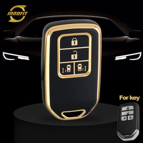 HOA12T1-Black-Gold Plating- Car Key Cover For Honda