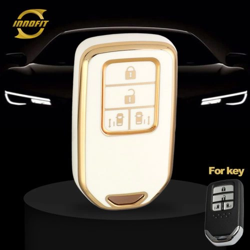 HOA12T1-White-Gold Plating- Car Key Cover For Honda