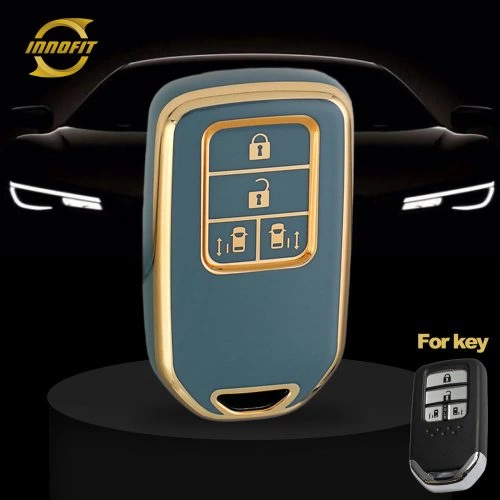 HOA12T1-Granny Grey-Gold Plating- Car Key Cover For Honda