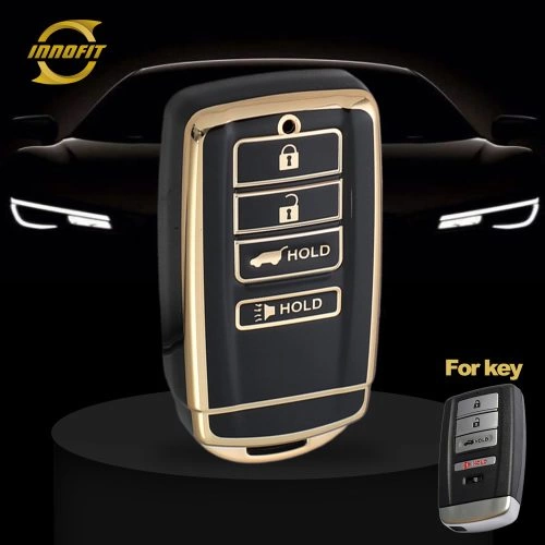 HOF3T1-Black-Gold Plating- Car Key Cover For Honda Acura