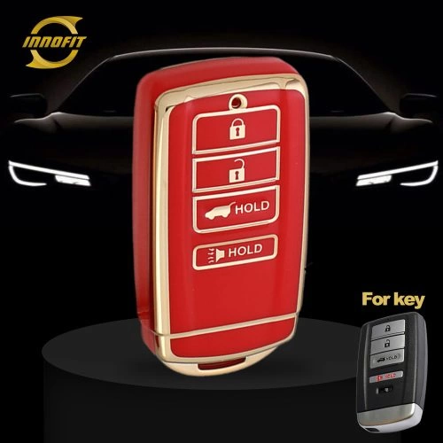 HOF3T1-Rosso-Placcatura oro- Copertura della chiave dell'auto per Honda Acura