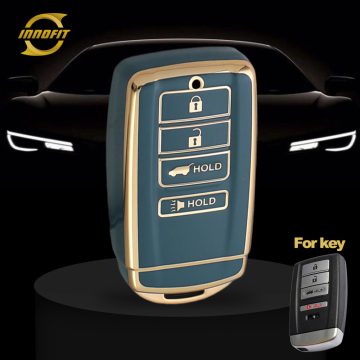 HOF3T1-Granny Grey-Gold Plating- Car Key Cover For Honda Acura