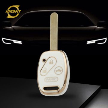 HON4T1-White-Gold Plating- Car Key Cover For Honda
