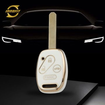 HON4T1-White-Gold Plating- Car Key Cover For Honda