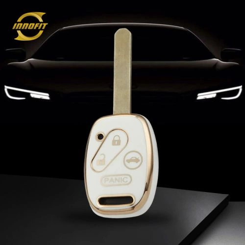 HON4T1-White-Gold Plating- Car Key Cover For Honda