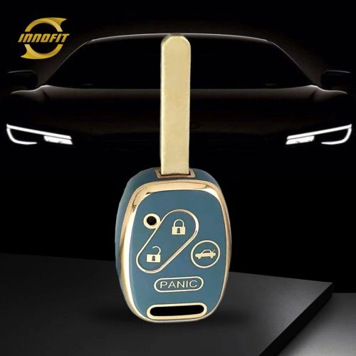 HON4T1-Granny Grey-Gold Plating- Car Key Cover For Honda
