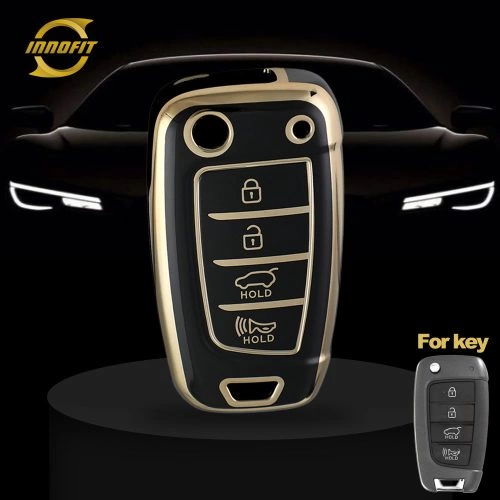 HYB4T1-Black-Gold Plating- Car Key Cover For Hyundai
