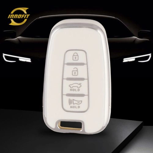 HYC3T1-White-Silver Plating- Car Key Cover For Hyundai Kia