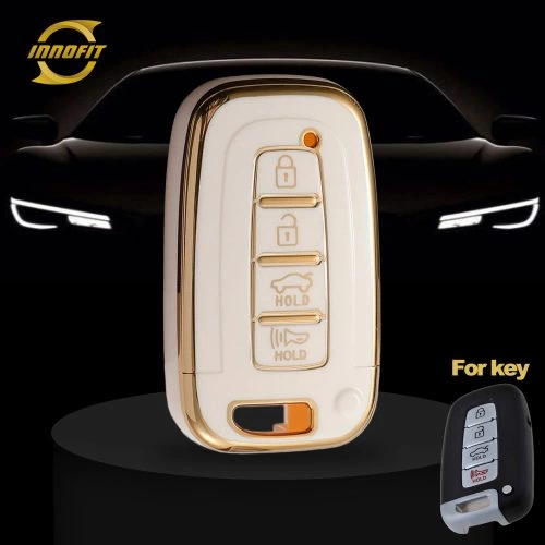 HYC3T1-White-Gold Plating- Car Key Cover For Hyundai Kia