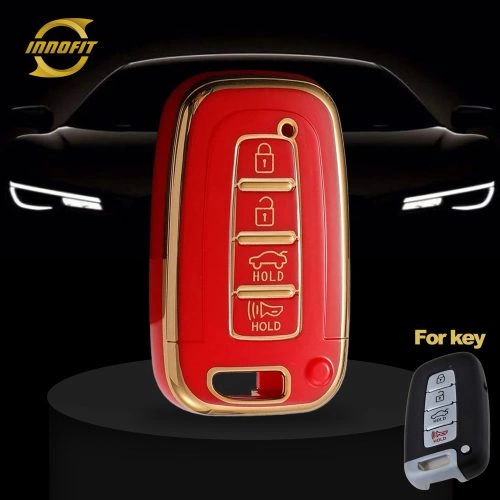 HYC3T1-Red-Gold Plating- Car Key Cover For Hyundai Kia