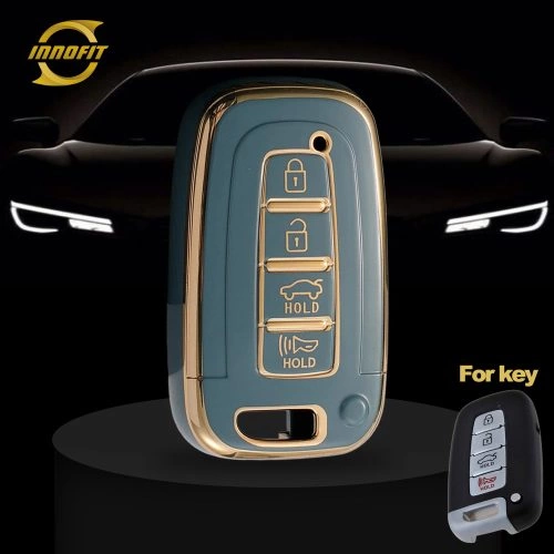 HYC3T1-Granny Grey-Gold Plating- Car Key Cover For Hyundai Kia