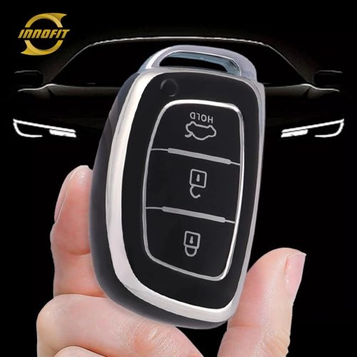 HYD2T1-Black-Silver Plating- Car Key Cover For Hyundai