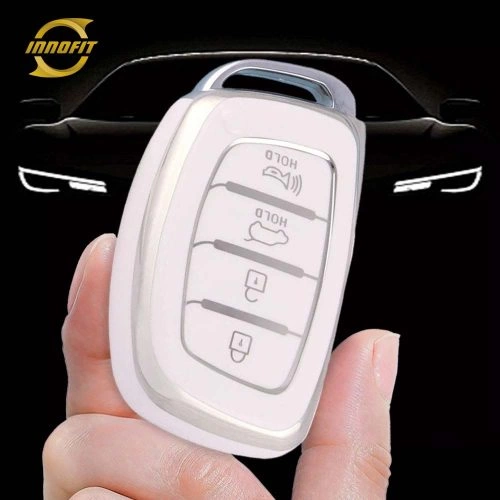 HYD3T1-White-Silver Plating- Car Key Cover For Hyundai