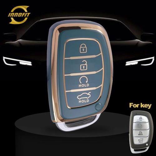 HYD4T1-Granny Grey-Gold Plating- Car Key Cover For Hyundai