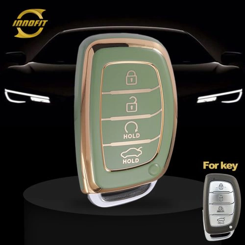 HYD4T1-Green-Gold Plating- Car Key Cover For Hyundai