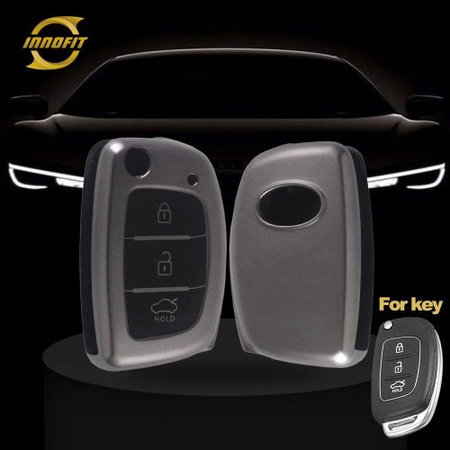 HYF2T1-Black-Metal Gray Plating- Car Key Cover For Hyundai
