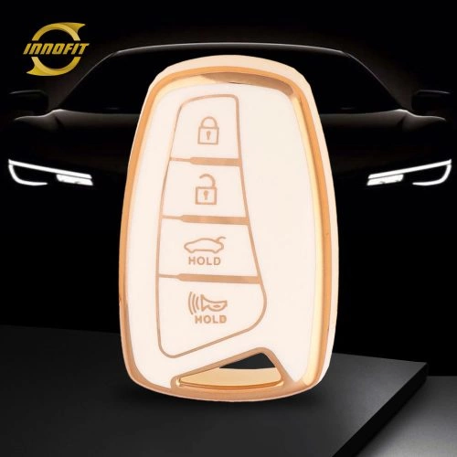 HYH2T1-White-Gold Plating- Car Key Cover For Hyundai GENESIS