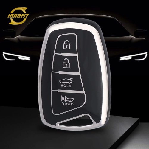 HYH2T1-Black-Silver Plating- Car Key Cover For Hyundai GENESIS