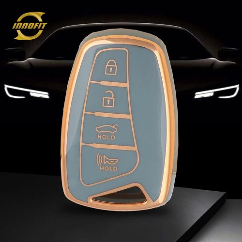 HYH2T1-Granny Grey-Gold Plating- Car Key Cover For Hyundai GENESIS